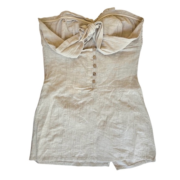 Free People NWT Boogie Down Mini Dress Stone Cold Medium Tube Top Linen Blend - Picture 4 of 10